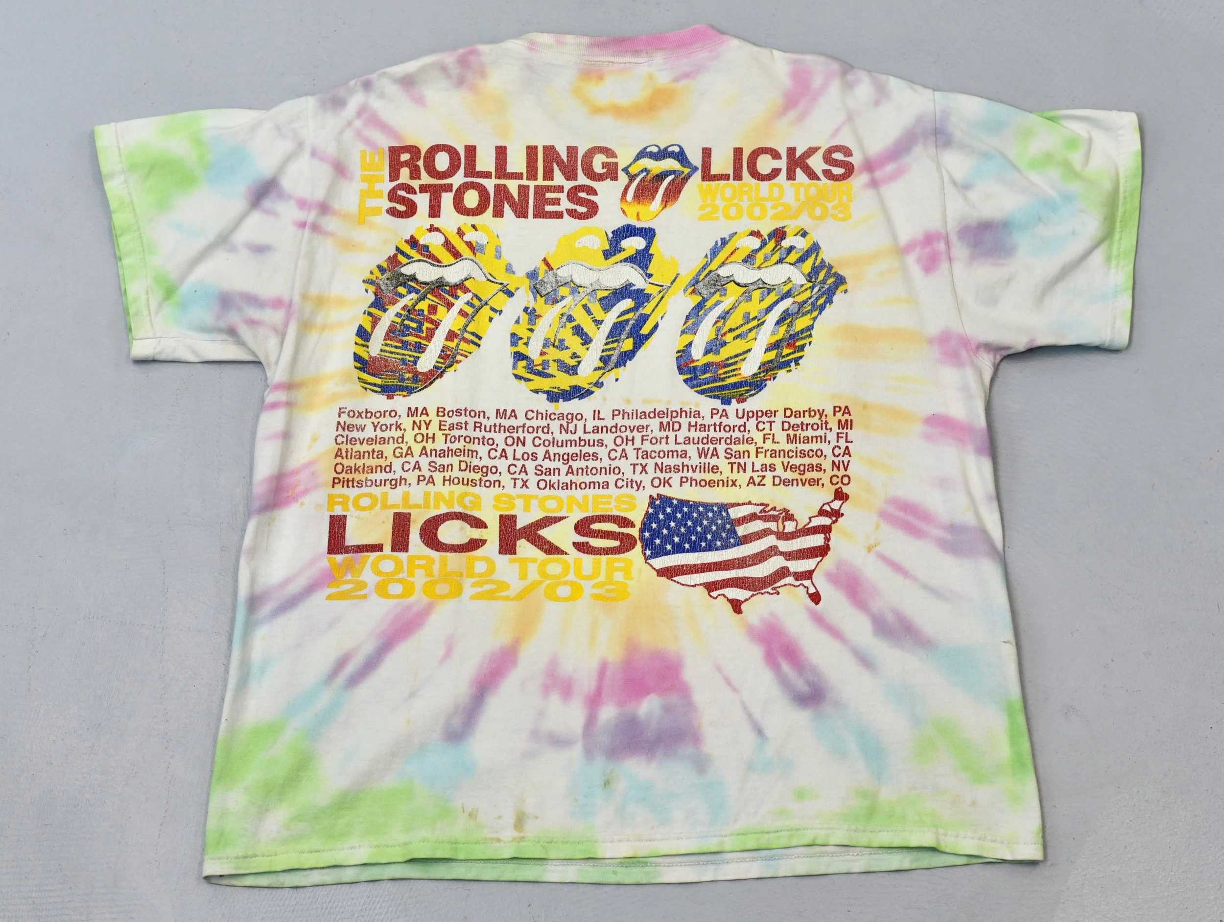 2002/2003 The Rolling Stones Licks World Tour Tie Dye Dragon Graphic Band  T-Shirt — Canned Ham Vintage